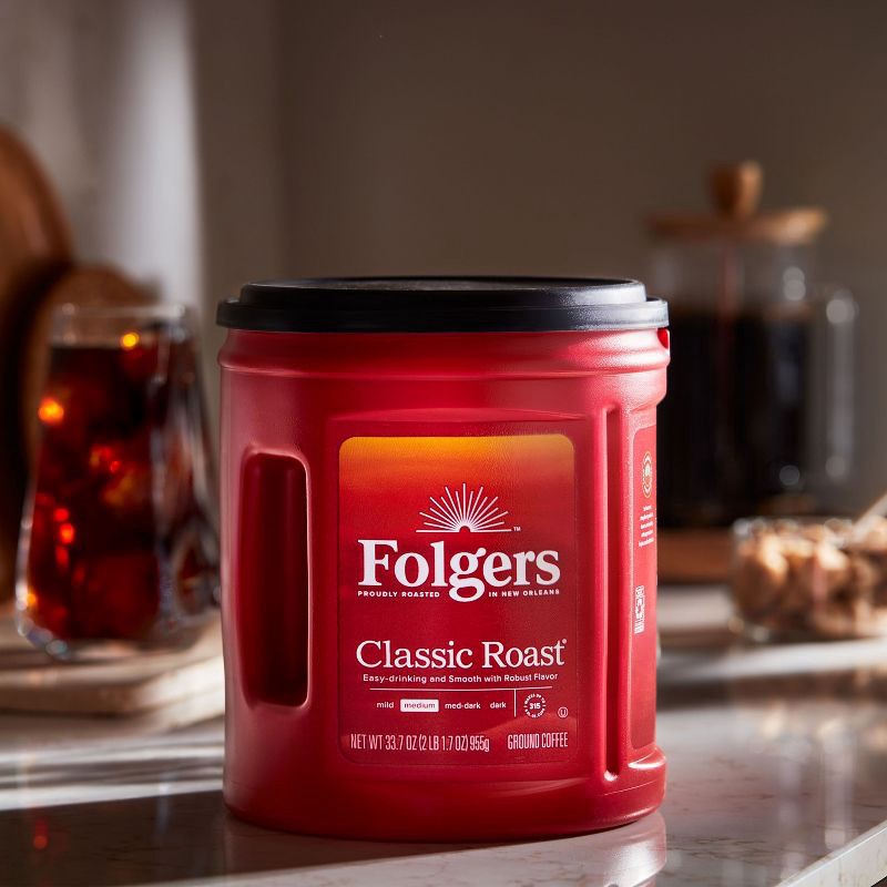 slide 2 of 7, Folgers Classic Roast XL Can Medium Roast Coffee - 33.7oz, 33.7 oz