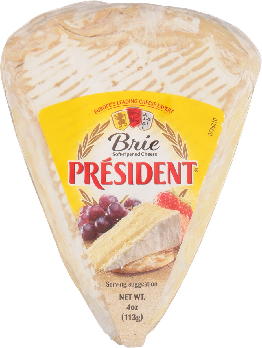 slide 6 of 9, Président Brie Soft Ripened Cheese Wedge,