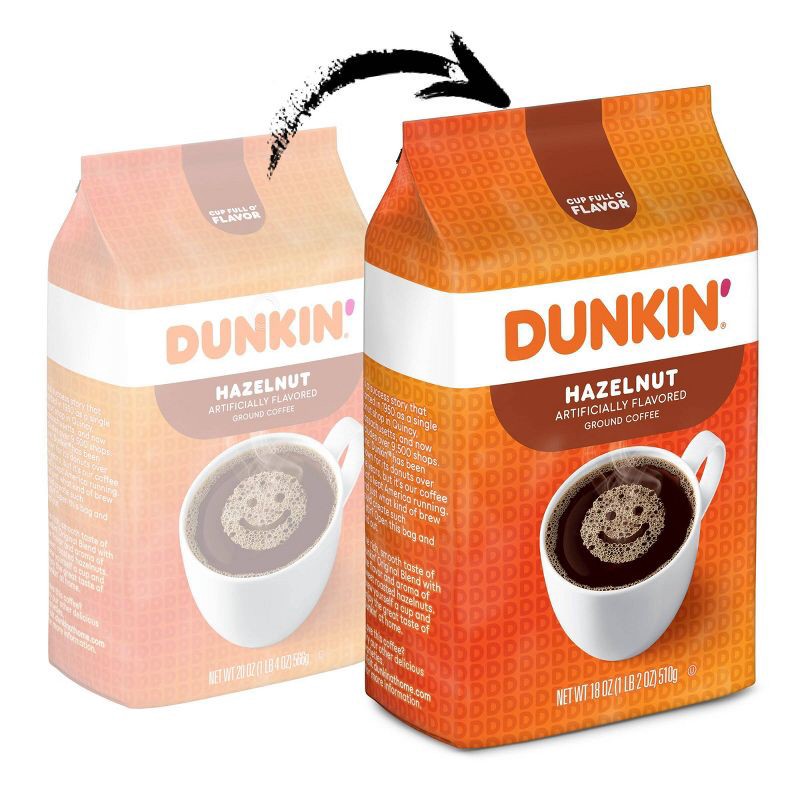 slide 2 of 7, Dunkin' Donuts Dunkin' Hazelnut Flavored Medium Roast Ground Coffee – 18oz, 18 oz