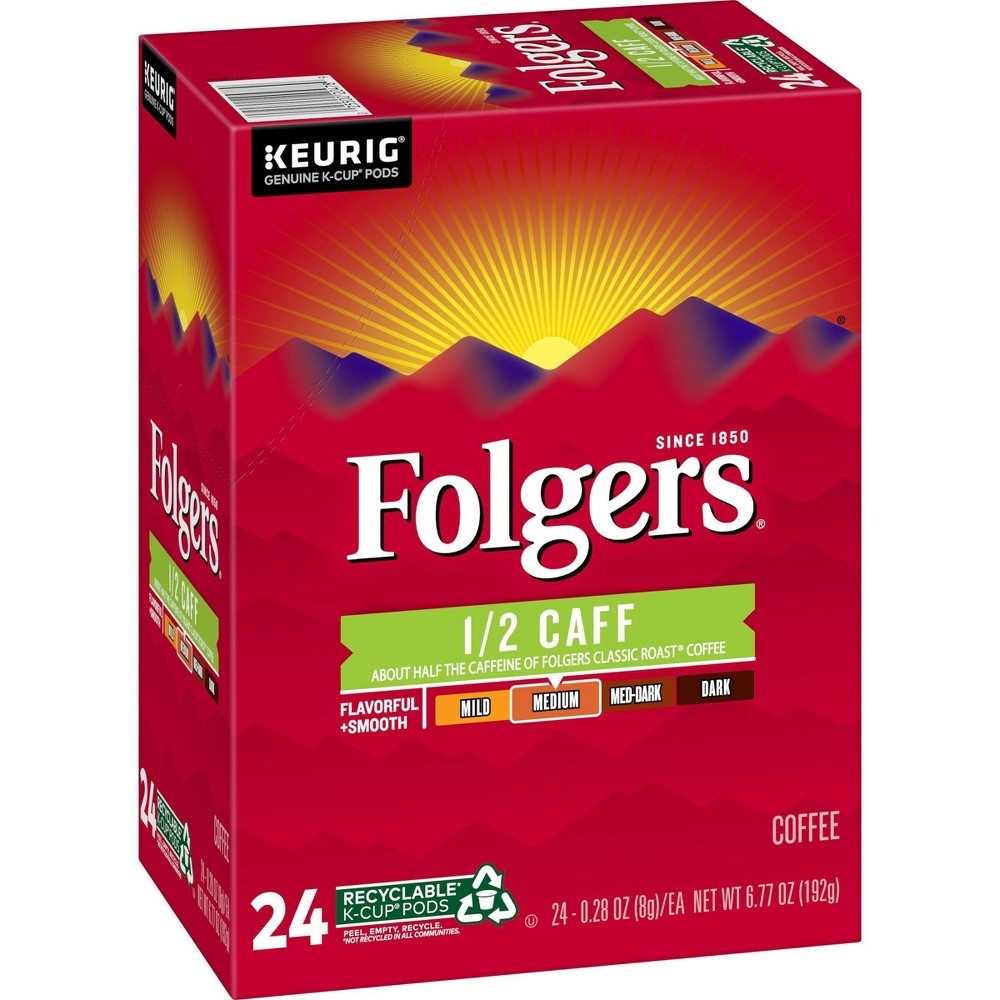 slide 5 of 5, Folgers Half Caff Medium Roast Coffee - Single Serve Pods - 22ct, 22 ct