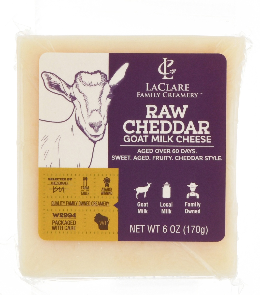 slide 6 of 9, LaClare Farms Goat Raw Cheddar, 6 oz