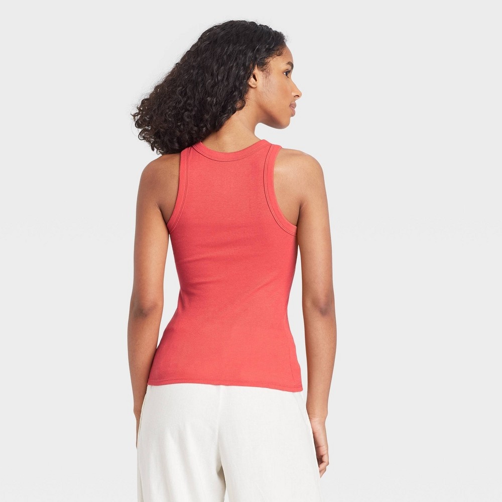 slide 2 of 3, Women's Slim Fit Rib Tank Top - A New Day Red XS, 1 ct