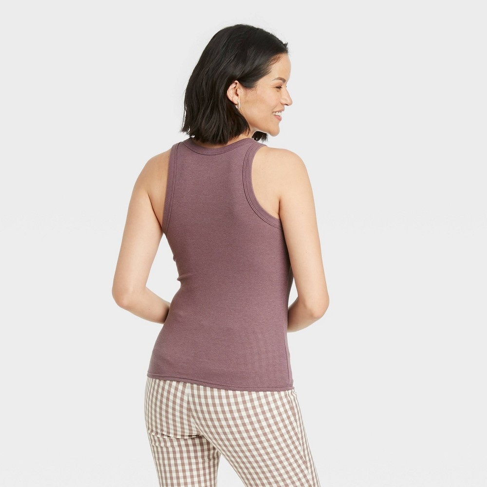 slide 2 of 3, Women's Slim Fit Ribbed Tank Top - A New Day Dark Purple XXL, 1 ct