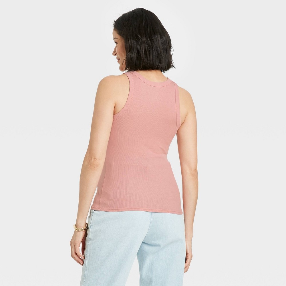 slide 2 of 3, Women's Slim Fit Rib Tank Top - A New Day Pink L, 1 ct