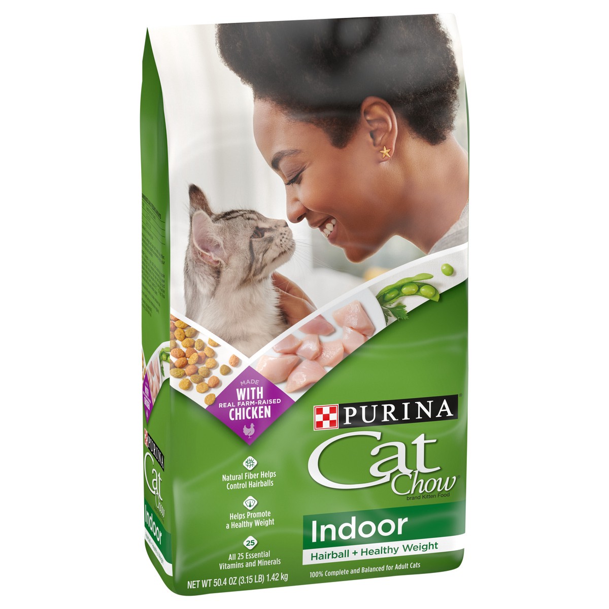 slide 9 of 9, Cat Chow Purina Cat Chow Indoor Dry Cat Food, Hairball + Healthy Weight, 3.15 lb