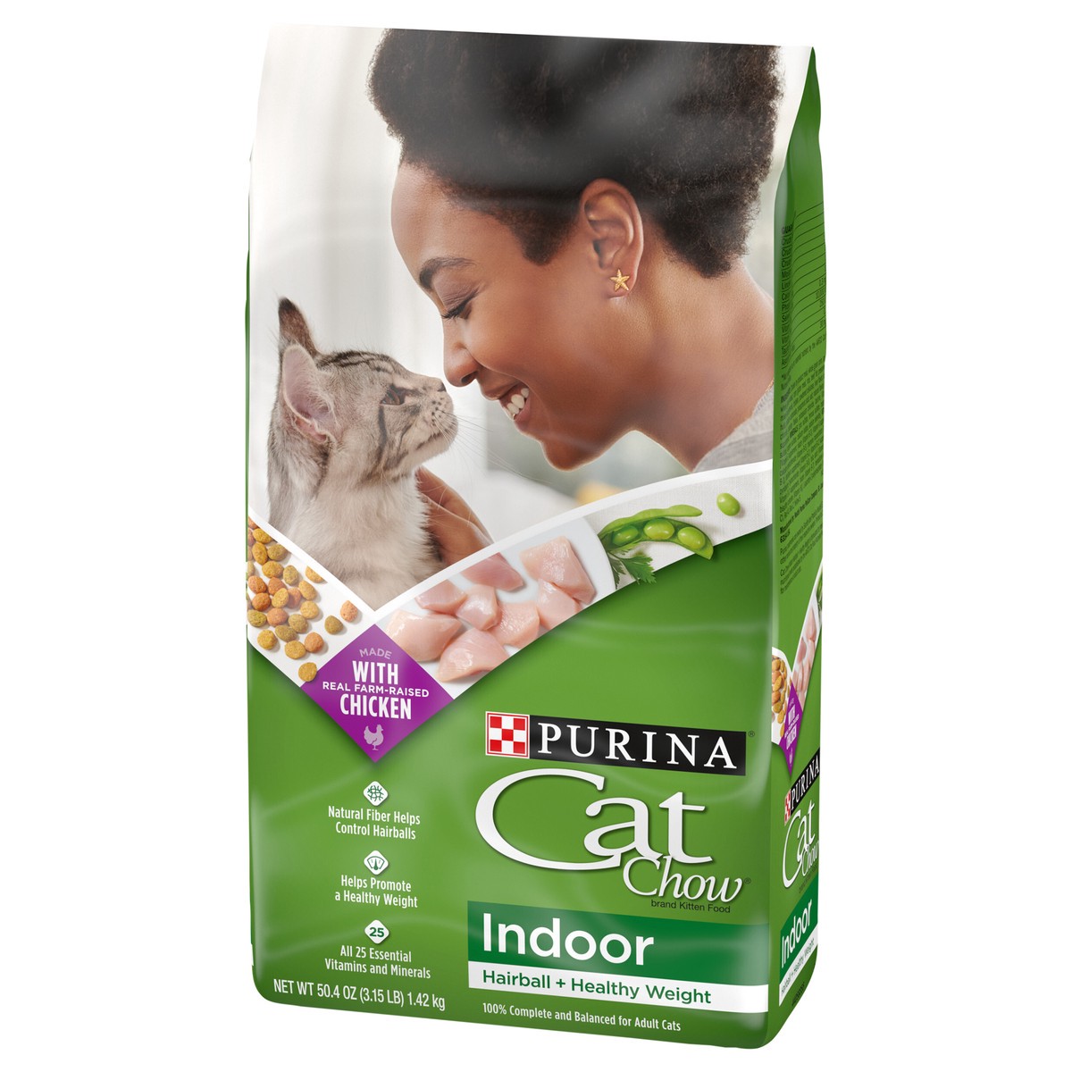 slide 4 of 9, Cat Chow Purina Cat Chow Indoor Dry Cat Food, Hairball + Healthy Weight, 3.15 lb