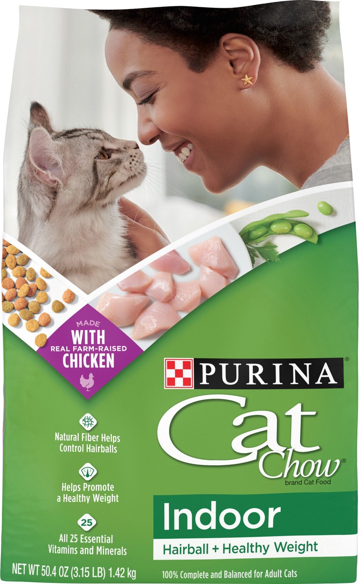 slide 3 of 9, Cat Chow Purina Cat Chow Indoor Dry Cat Food, Hairball + Healthy Weight, 3.15 lb