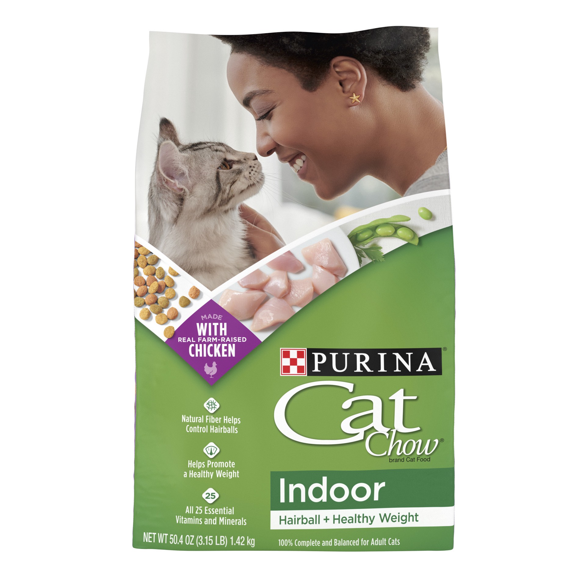 slide 1 of 9, Cat Chow Purina Cat Chow Indoor Dry Cat Food, Hairball + Healthy Weight, 3.15 lb