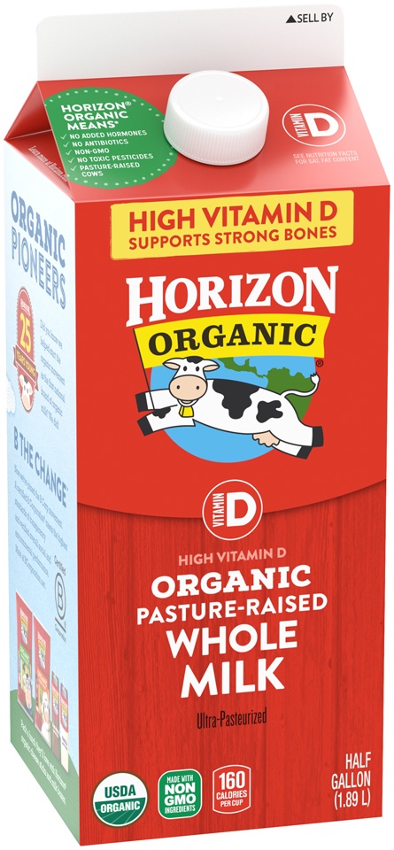 slide 2 of 8, Horizon Organic Whole High Vitamin D Milk, Half Gallon, 64 fl oz