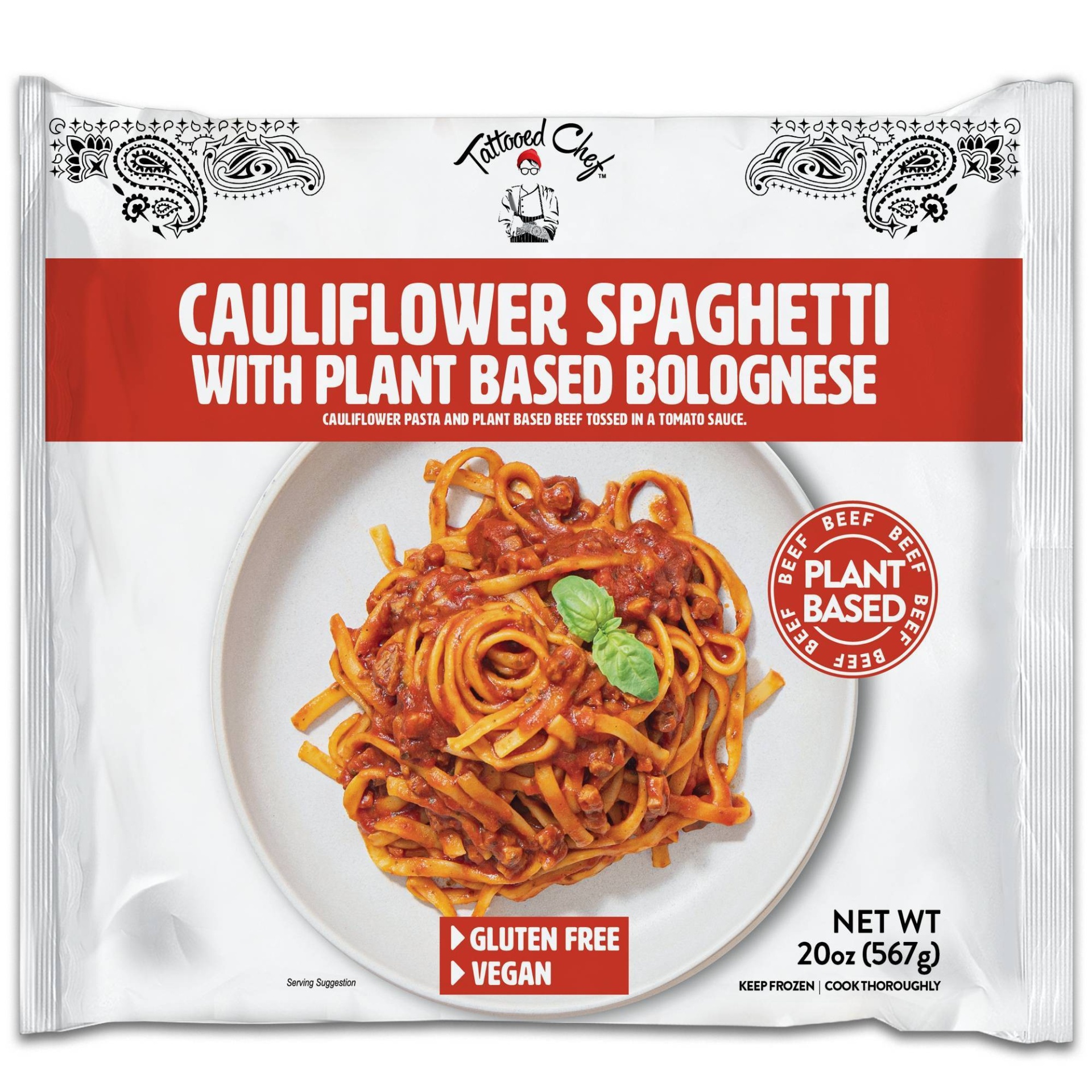 slide 1 of 4, Tattooed Chef Gluten Free Vegan Frozen Cauliflower Spaghetti with Plant Based Bolognese - 20oz, 20 oz