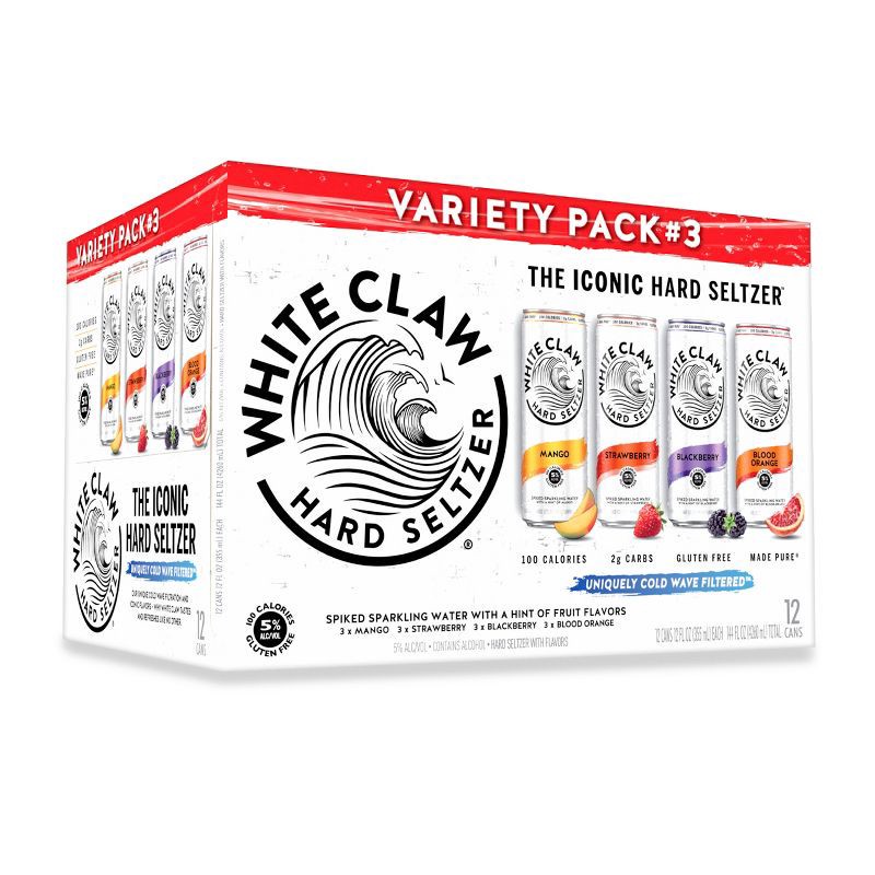 slide 1 of 20, White Claw Hard Seltzer Variety Pack #3 - 12pk/12 fl oz Cans, 12 ct; 12 fl oz