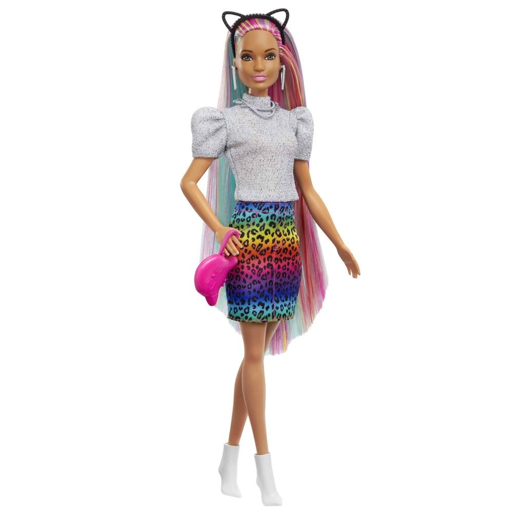 Barbie Leopard Rainbow Hair Doll - Silver Top 1 ct | Shipt