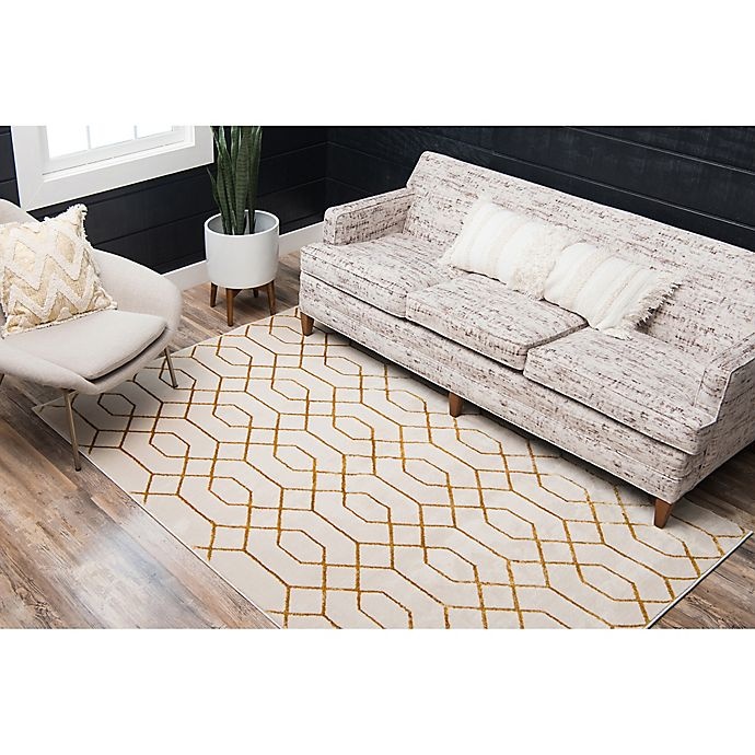 slide 6 of 9, Marilyn Monroe Trellis Glam Gold Powerloomed Area Rug - White, 4 ft x 6 ft