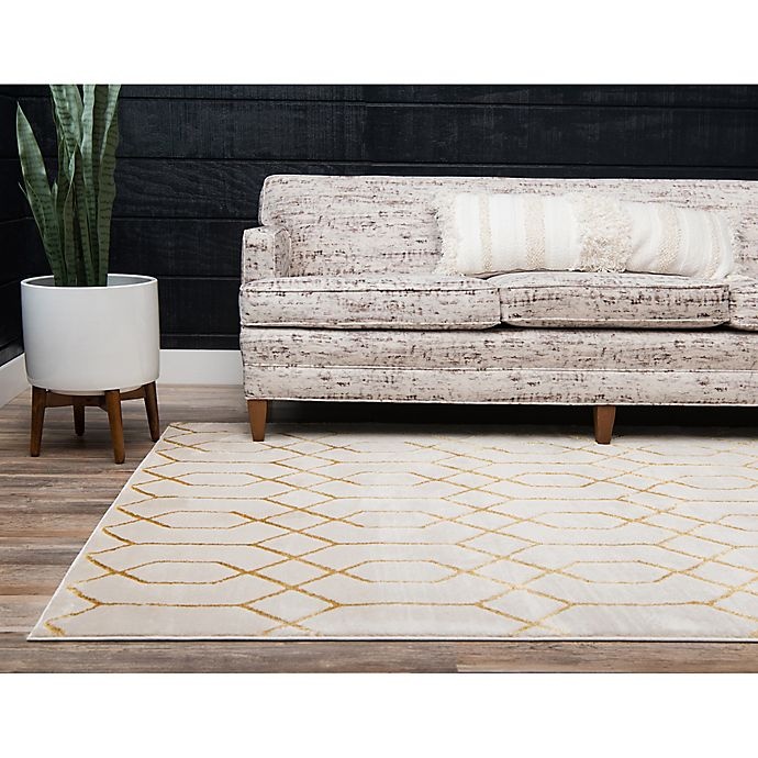 slide 7 of 9, Marilyn Monroe Trellis Glam Gold Powerloomed Area Rug - White, 4 ft x 6 ft