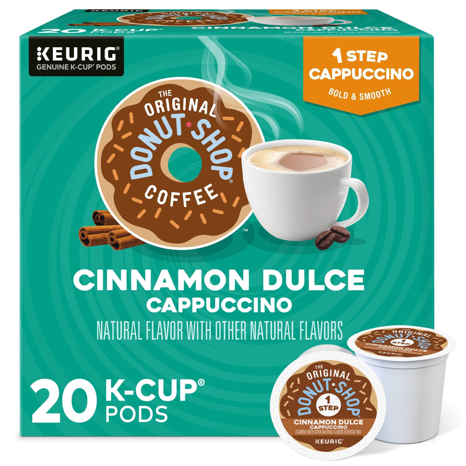 slide 1 of 9, The Original Donut Shop Cappuccino Cinnamon Dulce Dark Roast Coffee - Single Serve Pods - 20ct, 20 ct