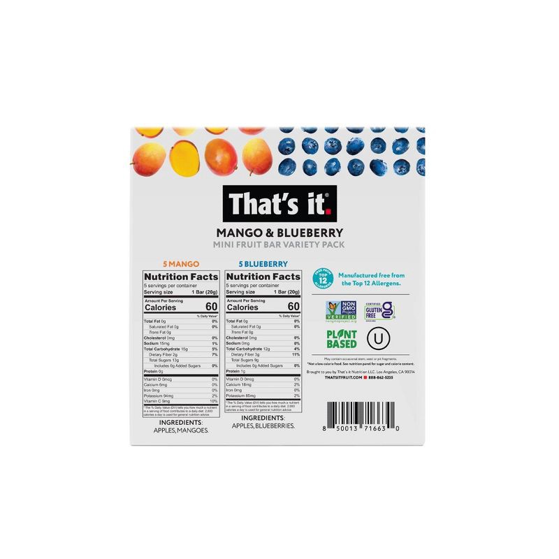 slide 2 of 7, That's It. Mango Blueberry Mini Fruit Bars - 10ct/7oz, 10 ct; 7 oz