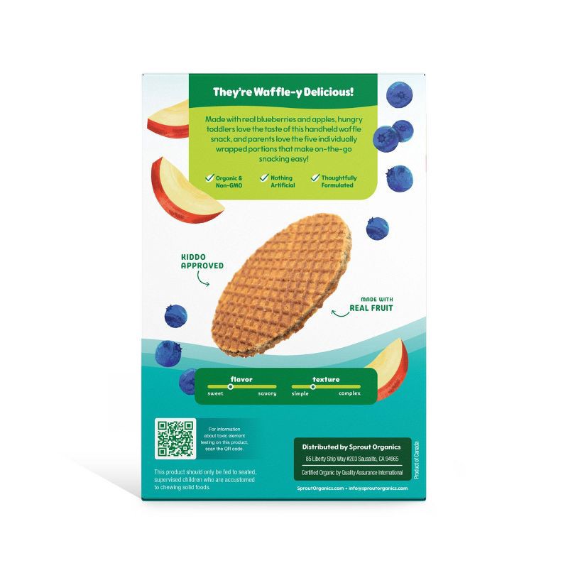 slide 2 of 6, Sprout Organics Soft Baked Waffles for Toddlers - Blueberry + Apple - 5ct, 5 ct