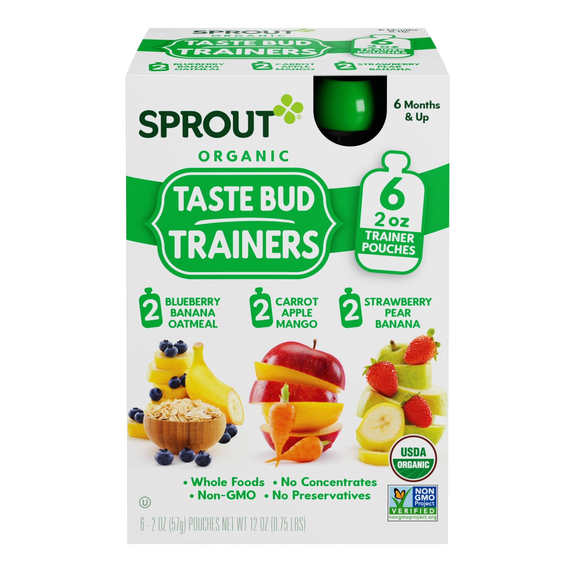 slide 1 of 6, Sprout Foods Organic Flavor Introduction Kit to Fruit Baby Food Pouches - 12oz/6pk, 6 ct; 12 oz