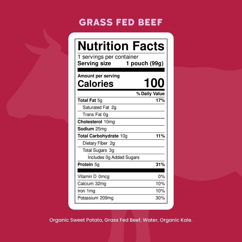 slide 8 of 8, Serenity Kids Grass Fed Beef with Organic Kale & Sweet Potato Baby Food Pouch - 3.5oz, 3.5 oz