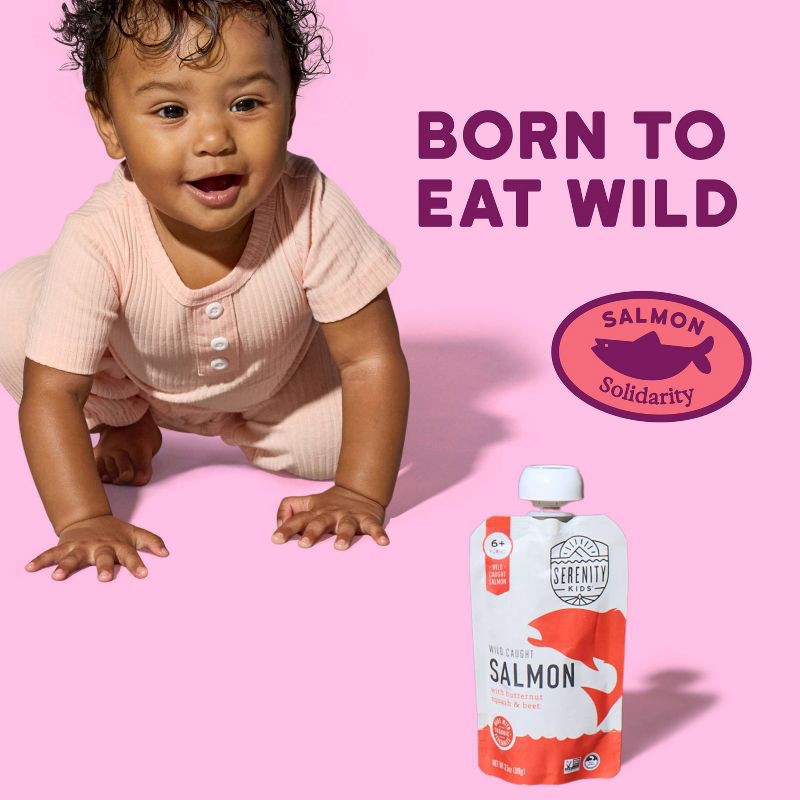 slide 5 of 8, Serenity Kids Wild Caught Salmon with Organic Butternut Squash & Beet Baby Food Pouch - 3.5oz, 3.5 oz