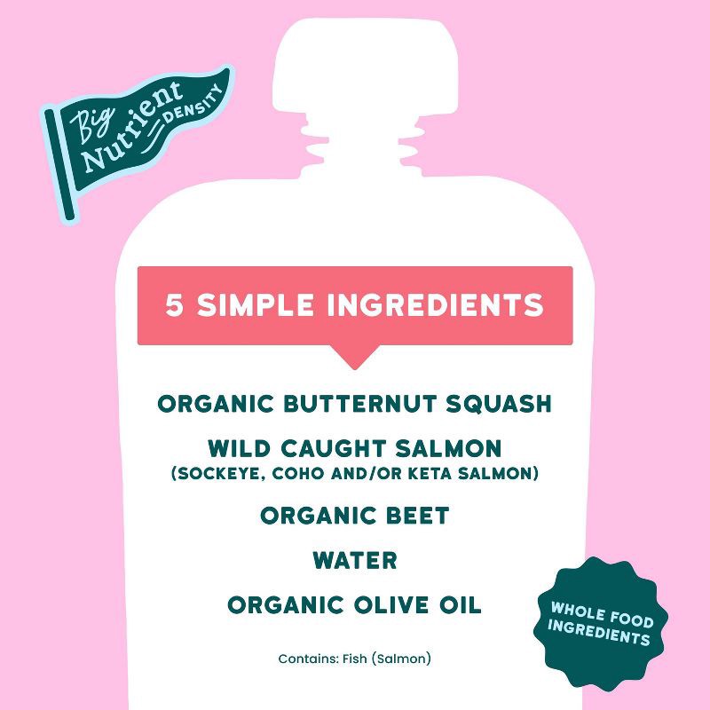 slide 6 of 8, Serenity Kids Wild Caught Salmon with Organic Butternut Squash & Beet Baby Food Pouch - 3.5oz, 3.5 oz