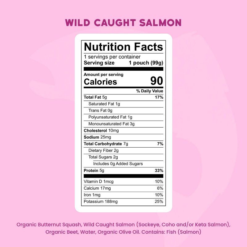 slide 8 of 8, Serenity Kids Wild Caught Salmon with Organic Butternut Squash & Beet Baby Food Pouch - 3.5oz, 3.5 oz