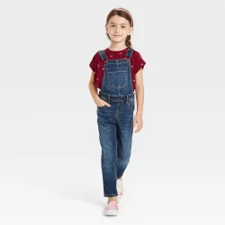 Girls' Denim Overalls - Cat & Jack Dark Wash M