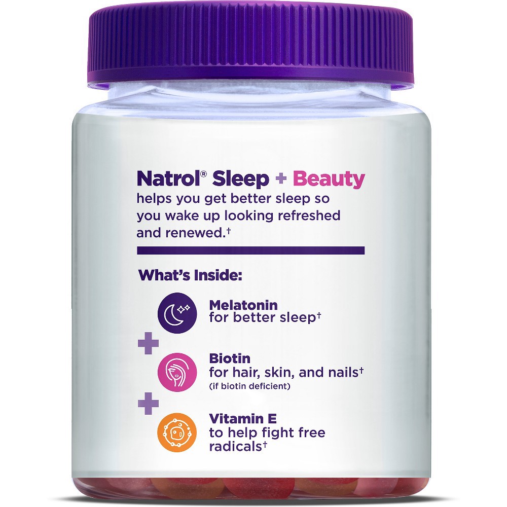 slide 3 of 6, Natrol Sleep + Beauty Sleep Aid Gummies - Raspberry - 60ct, 60 ct