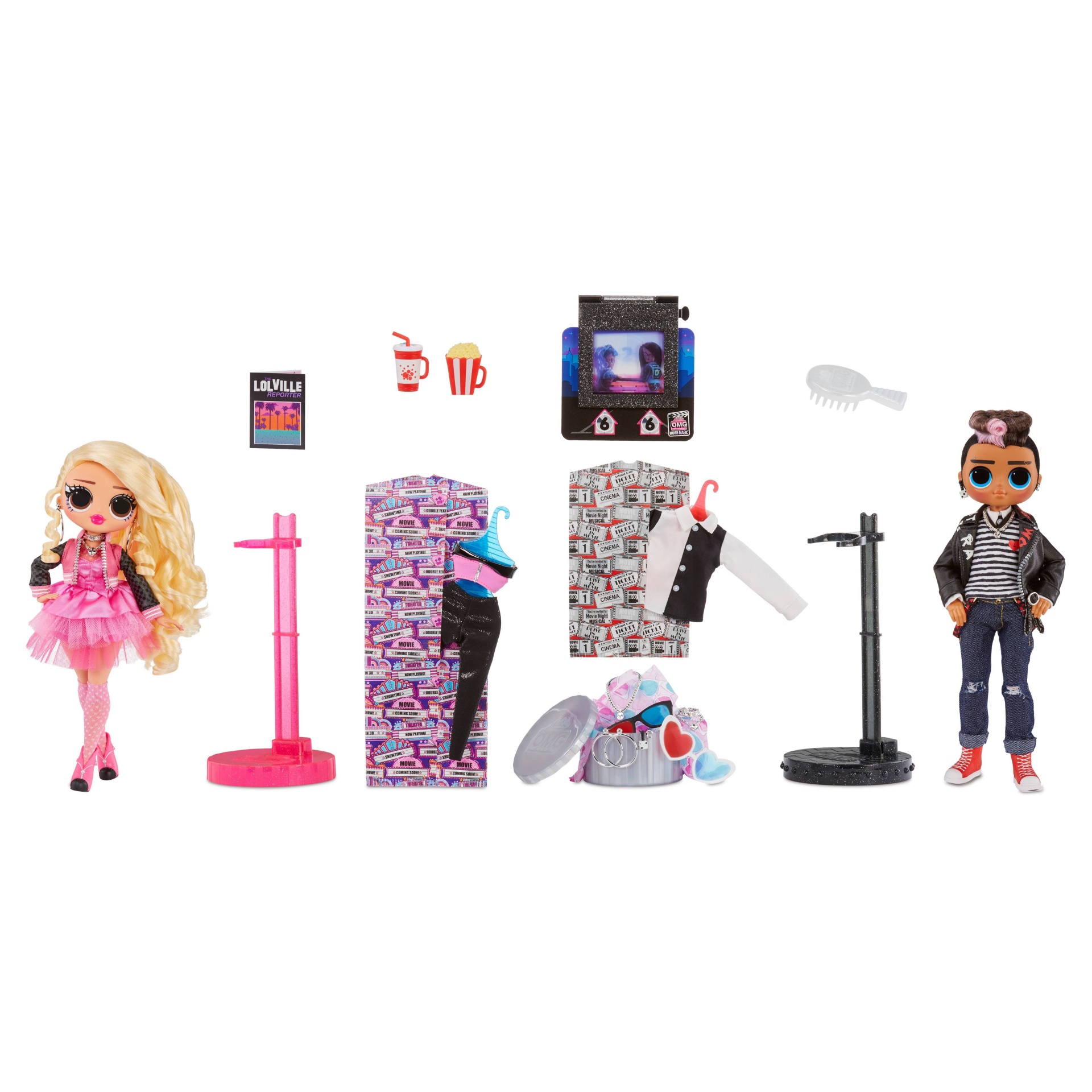 slide 1 of 7, L.O.L. Surprise! O.M.G. Movie Magic Tough Dude and Pink Chick Fashion Dolls, 2 ct