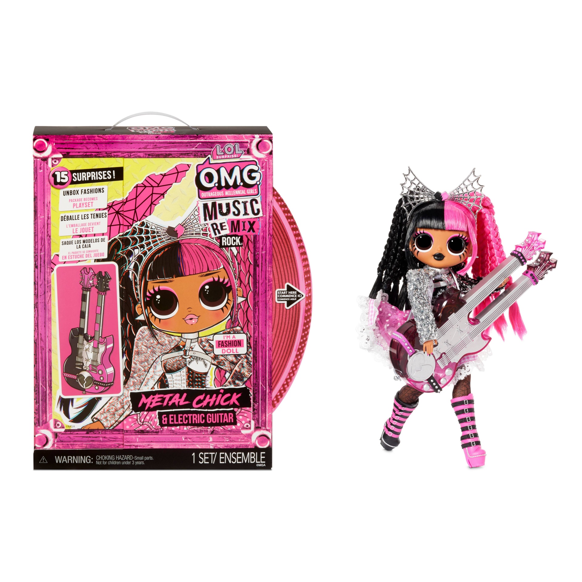slide 1 of 4, L.O.L. Surprise! OMG Remix Rock Metal Chick and Electric Guitar Fashion Doll, 1 ct
