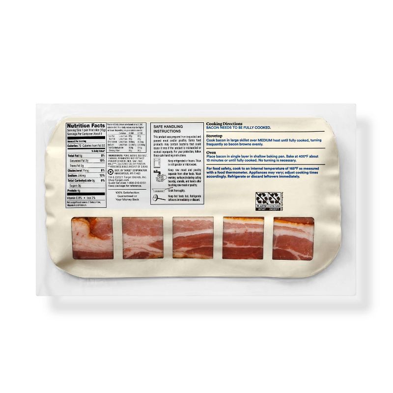 slide 3 of 4, Uncured No Sugar Thick Cut Bacon - 12oz - Good & Gather™, 12 oz