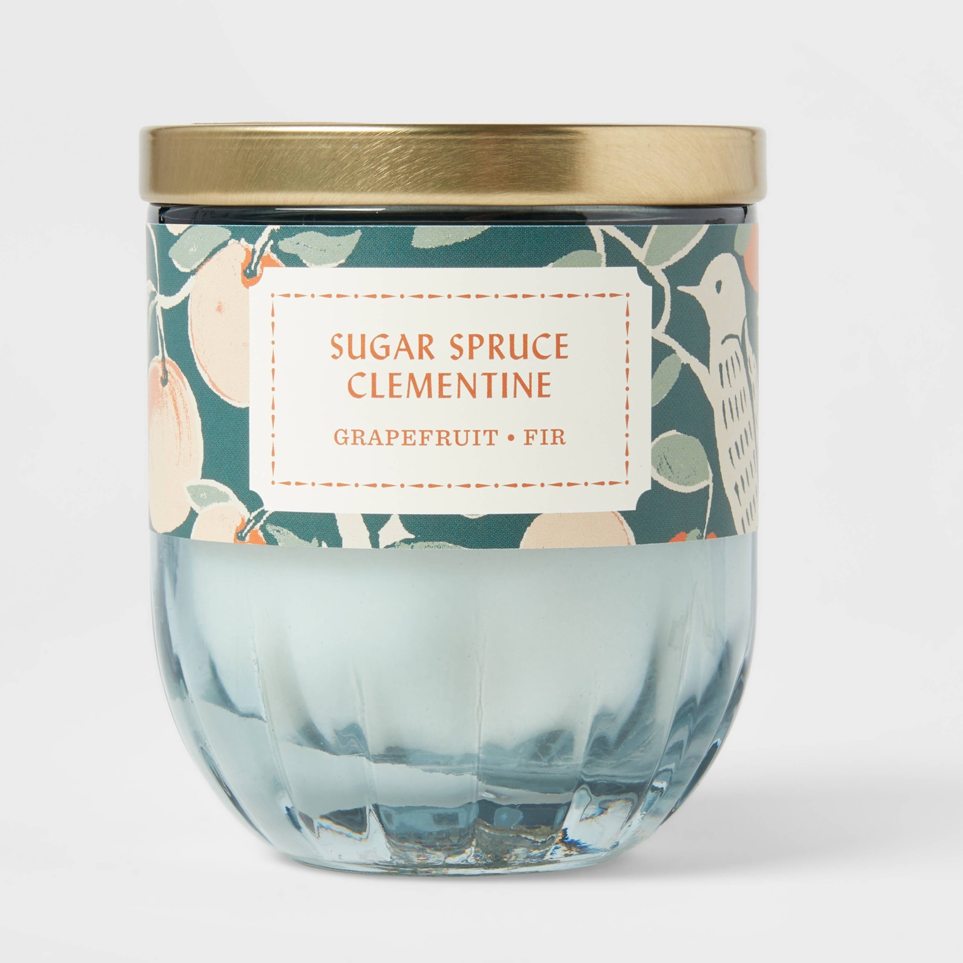 slide 1 of 3, 7oz Lidded Glass/Metal Sarcelle Teal Sugar Spruce Clementine Candle - Opalhouse, 7 oz