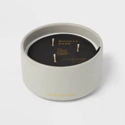 15oz Ceramic Jar 3-Wick Black Label Wooded Sage Candle - Threshold™: Soy & Coconut Wax, Earthy Aroma