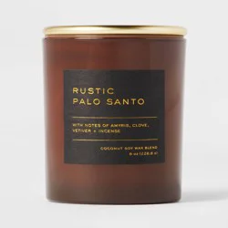 8oz Lidded Glass Jar Black Label Rustic Palo Santo Candle - Threshold™: Soy & Coconut Blend, 30hr Burn Time