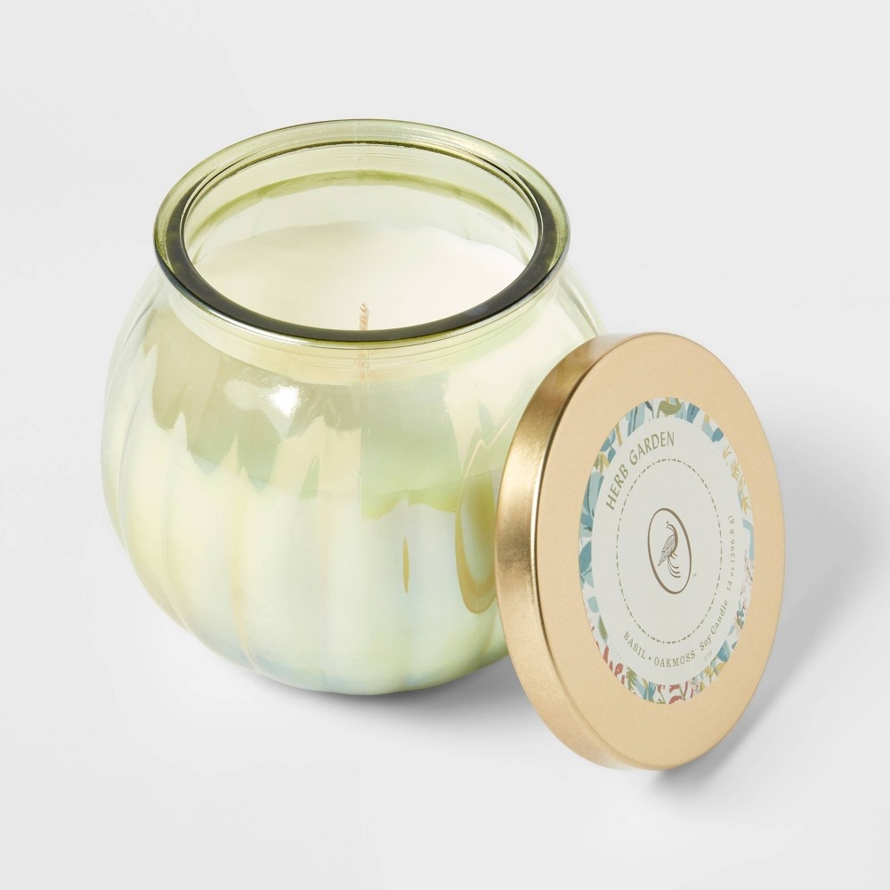 14oz Depression Lidded Glass/Metal Herb Garden Candle Opalhouse 14 oz