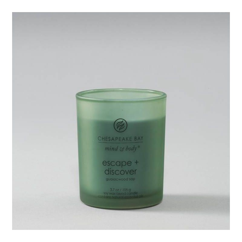 slide 2 of 5, Frosted Glass Escape + Discover Lidded Jar Candle 3.7oz: Soy Blend, Essential Oils - Mind & Body by Chesapeake Bay Candle, 3.7 oz