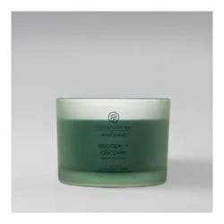 3-Wick Frosted Glass Escape + Discover Lidded Jar Candle Green 11oz - Mind & Body by Chesapeake Bay Candle: Soy Wax Blend, Essential Oils