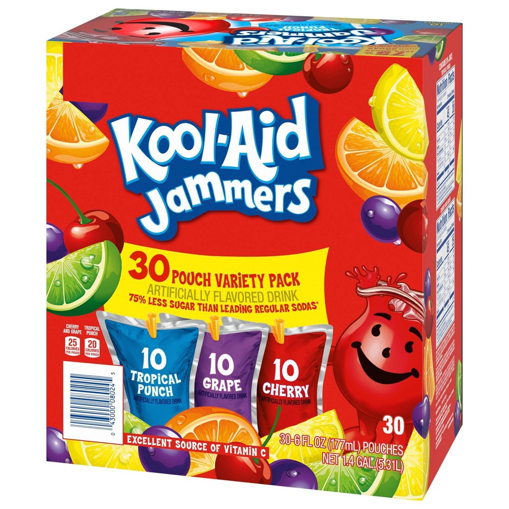 KoolAid Jammers Tropical Punch, Grape & Cherry Artificially Flavored Drink Variety Pack Pouches