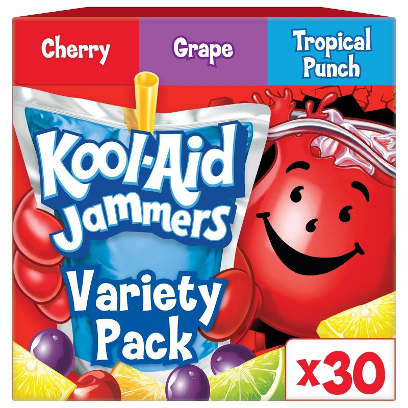 slide 1 of 9, Kool-Aid Jammers Variety Pack Juice Boxes - 30pk/6 fl oz Pouches, 30 ct; 6 fl oz