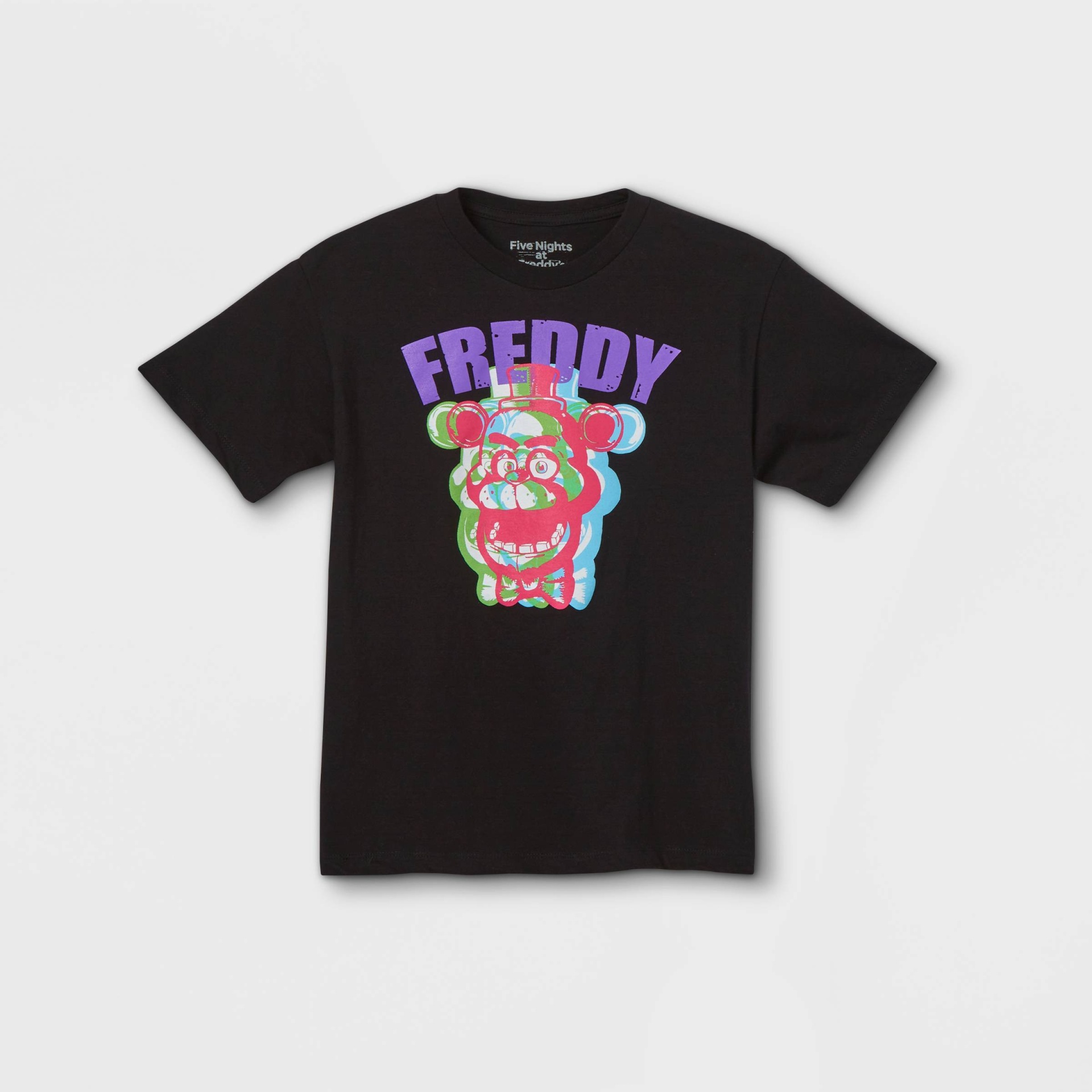 slide 1 of 2, Boys' Five Nights at Freddy's Short Sleeve T-Shirt - Black XS, 1 ct