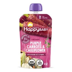 Happy Baby Organic Purple Carrots & Cauliflower with Avocado Oil & Oregano Baby Food Pouch - 4oz