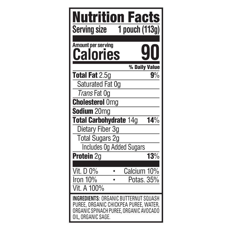 slide 4 of 6, Happy Baby HappyBaby Organics Stage 2 Squash Chickpeas and Spinach with Avocado Oil & Sage Baby Food Pouch - 4oz, 4 oz