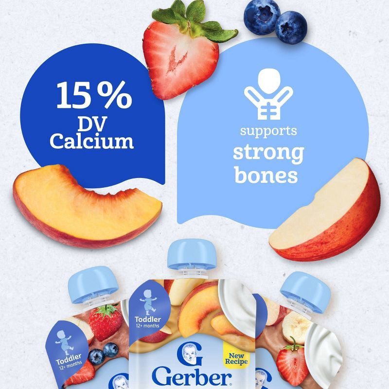 slide 5 of 10, Gerber Baby Food Fruit & Yogurt Puree Toddler Food Pouch Variety Pack - 1.96oz/9pk Each​, 1.96 oz, 9 ct