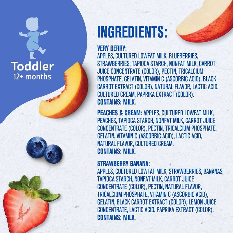 slide 8 of 10, Gerber Baby Food Fruit & Yogurt Puree Toddler Food Pouch Variety Pack - 1.96oz/9pk Each​, 1.96 oz, 9 ct