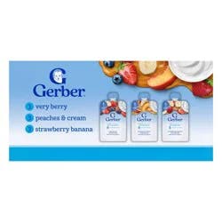 Gerber Baby Food Fruit & Yogurt Puree Toddler Food Pouch Variety Pack - 1.96oz/9pk Each