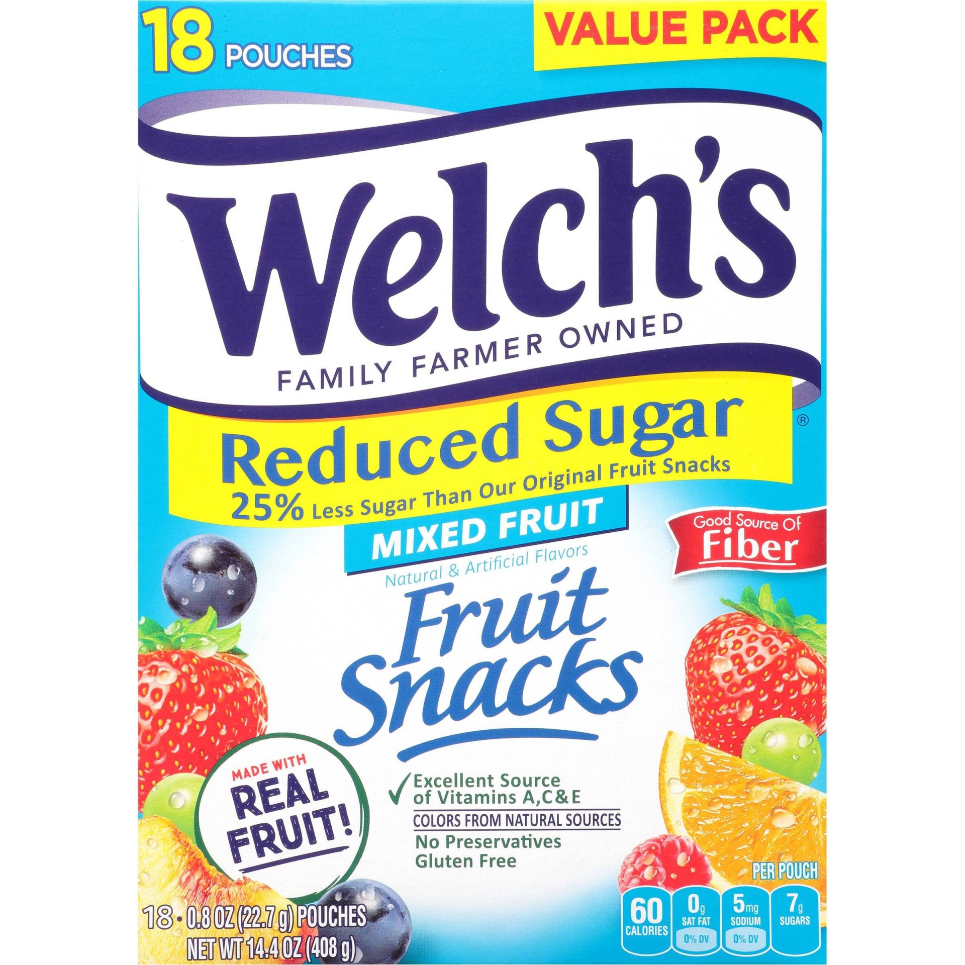 slide 1 of 4, Welch's Reduced Sugar Mixed Fruit Flavored Fruit Snacks - 18ct, 18 ct