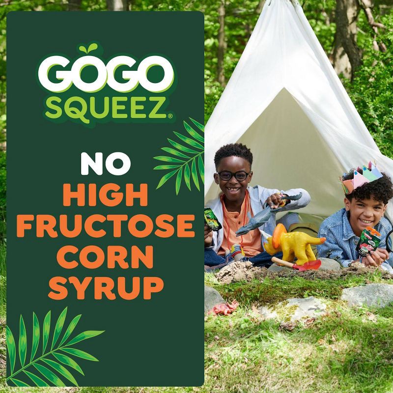 slide 5 of 9, GoGo SqueeZ Fruit & VeggieZ No Sugar Added Applesauce and Puree Dino Jurassic Pear Roarrr Berry & Prehistoric Peach Variety Pack - 3.2oz/20ct, 3.2 oz, 20 ct