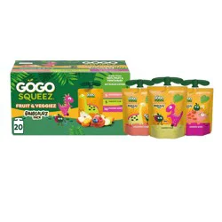 GoGo SqueeZ Fruit & VeggieZ No Sugar Added Applesauce and Puree Dino Jurassic Pear Roarrr Berry & Prehistoric Peach Variety Pack - 3.2oz/20ct