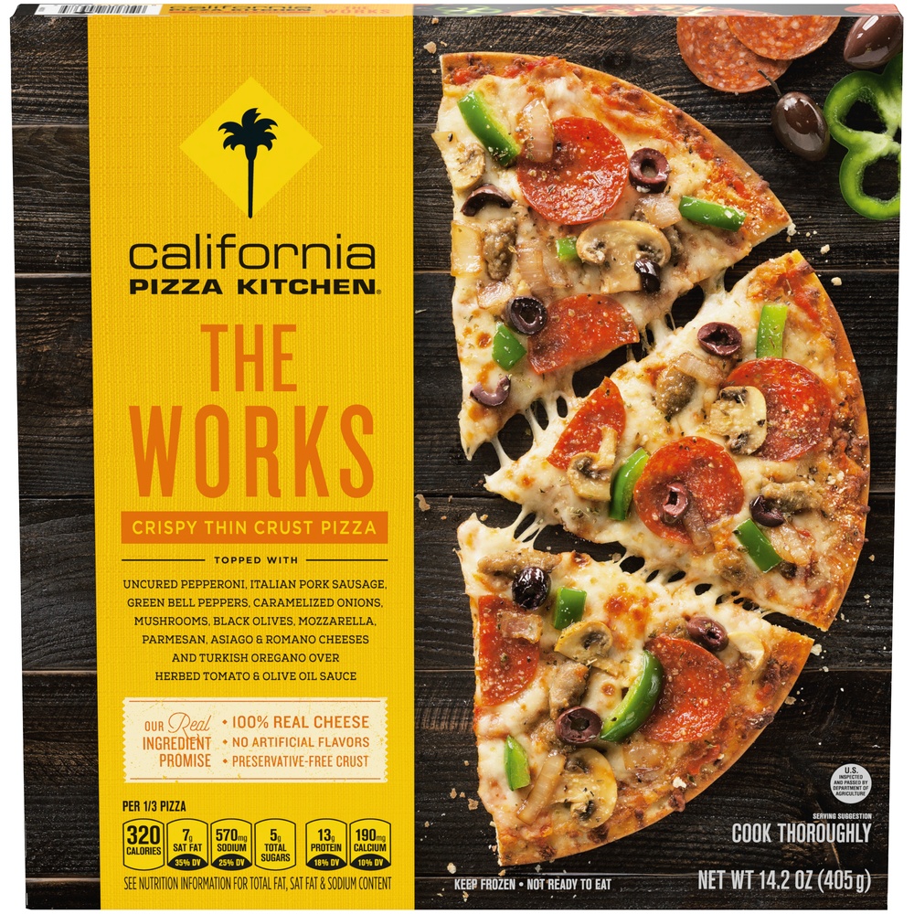 slide 4 of 9, California Pizza Kitchen The Works Crispy Thin Crust Pizza, 14.2 oz