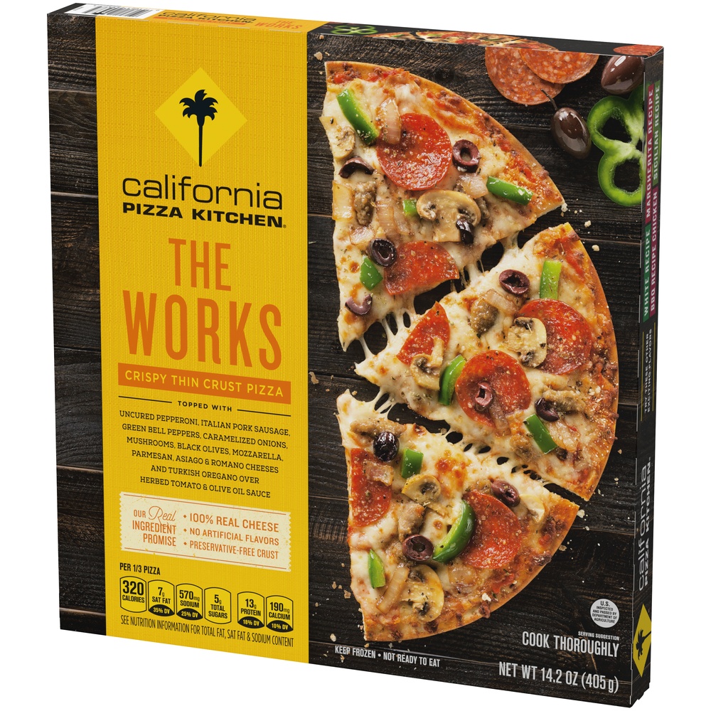 slide 2 of 9, California Pizza Kitchen The Works Crispy Thin Crust Pizza, 14.2 oz